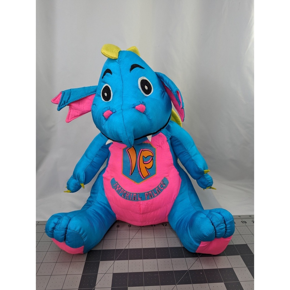 Imperial Palace Dragon Nylon‎ Plush Creations 15 Inch 1992 Blue Pink